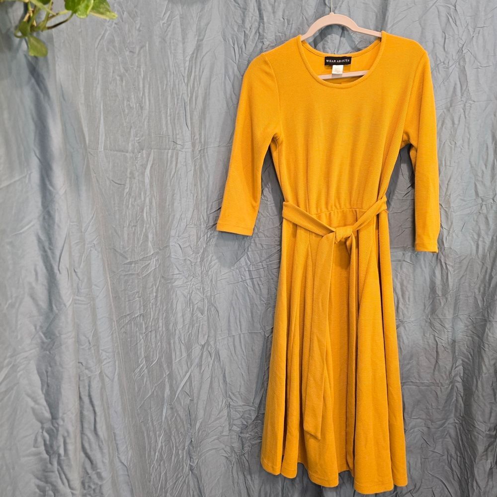Elegant Mustard Long Sleeve Dress